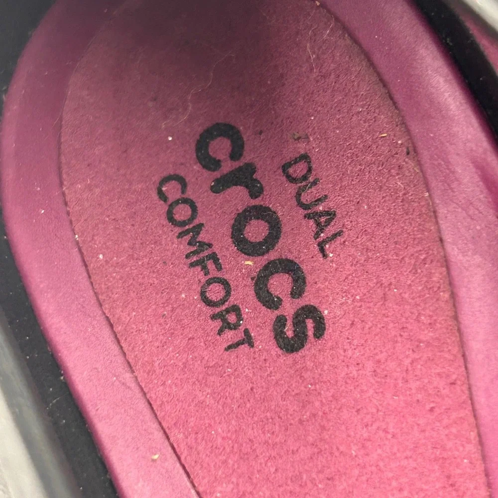 Crocs Lina Wedge Women 7 Black Low Heel Pump Dual Comfort 203408 Office Work